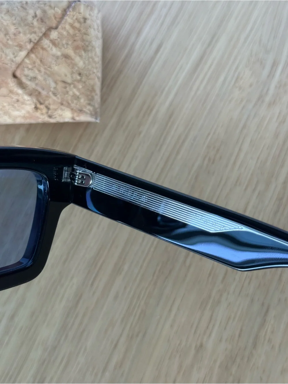 AKILA SSENSE Exclusive Square Sunglasses Black / Sky Blue New w/ Cork Case